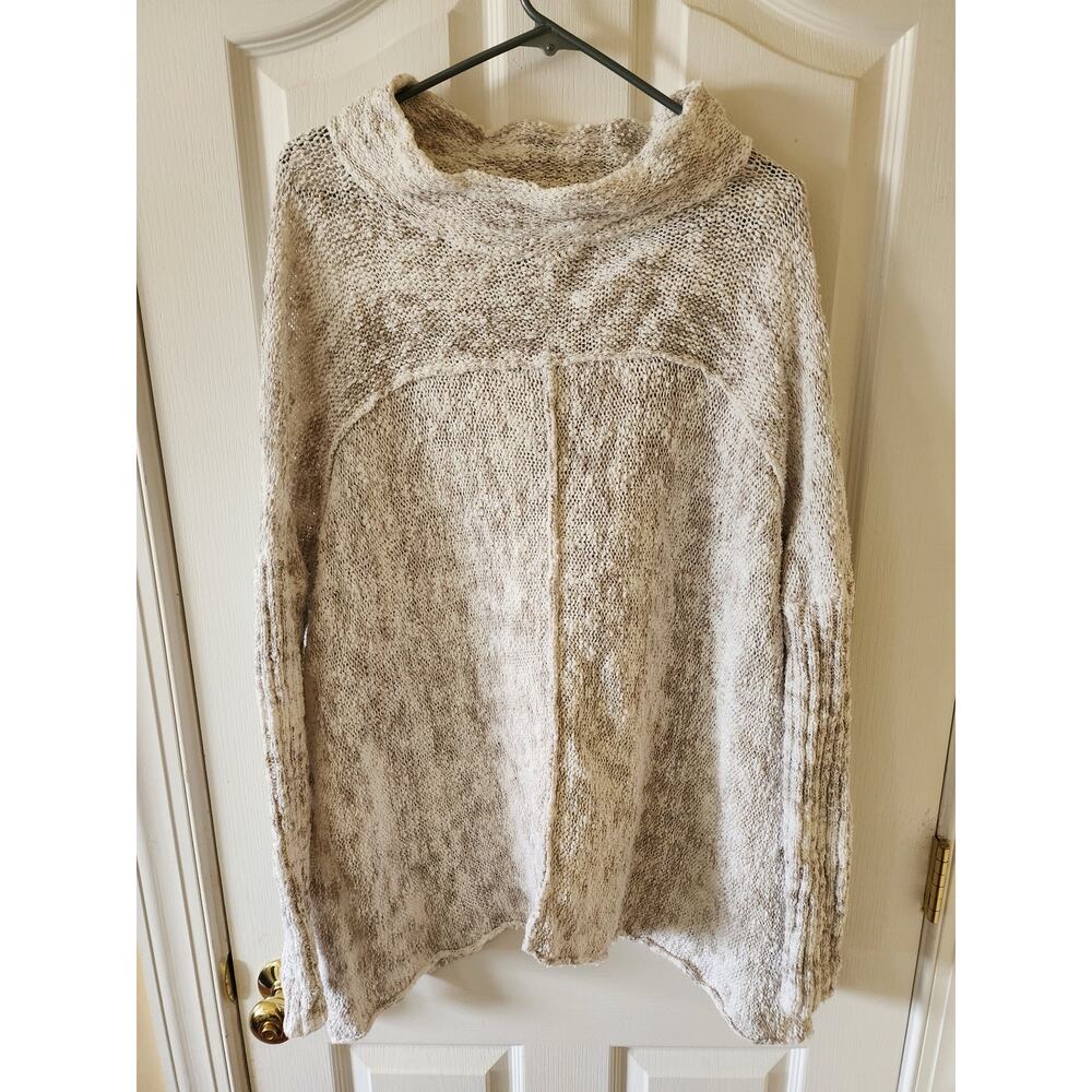 Free People Oversized Chunky Knit Sweater M Loose Knit Marled Gray Lagenlook